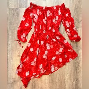 The Kooples Red Floral off the shoulder dress. NWT!
